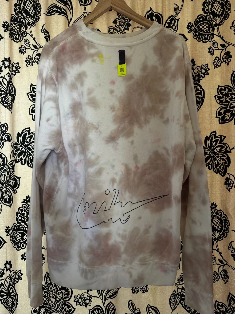 Nike Tie-Dye Crewneck Sweatshirt — Lavender, Pink, Light Brown & Teal Accents